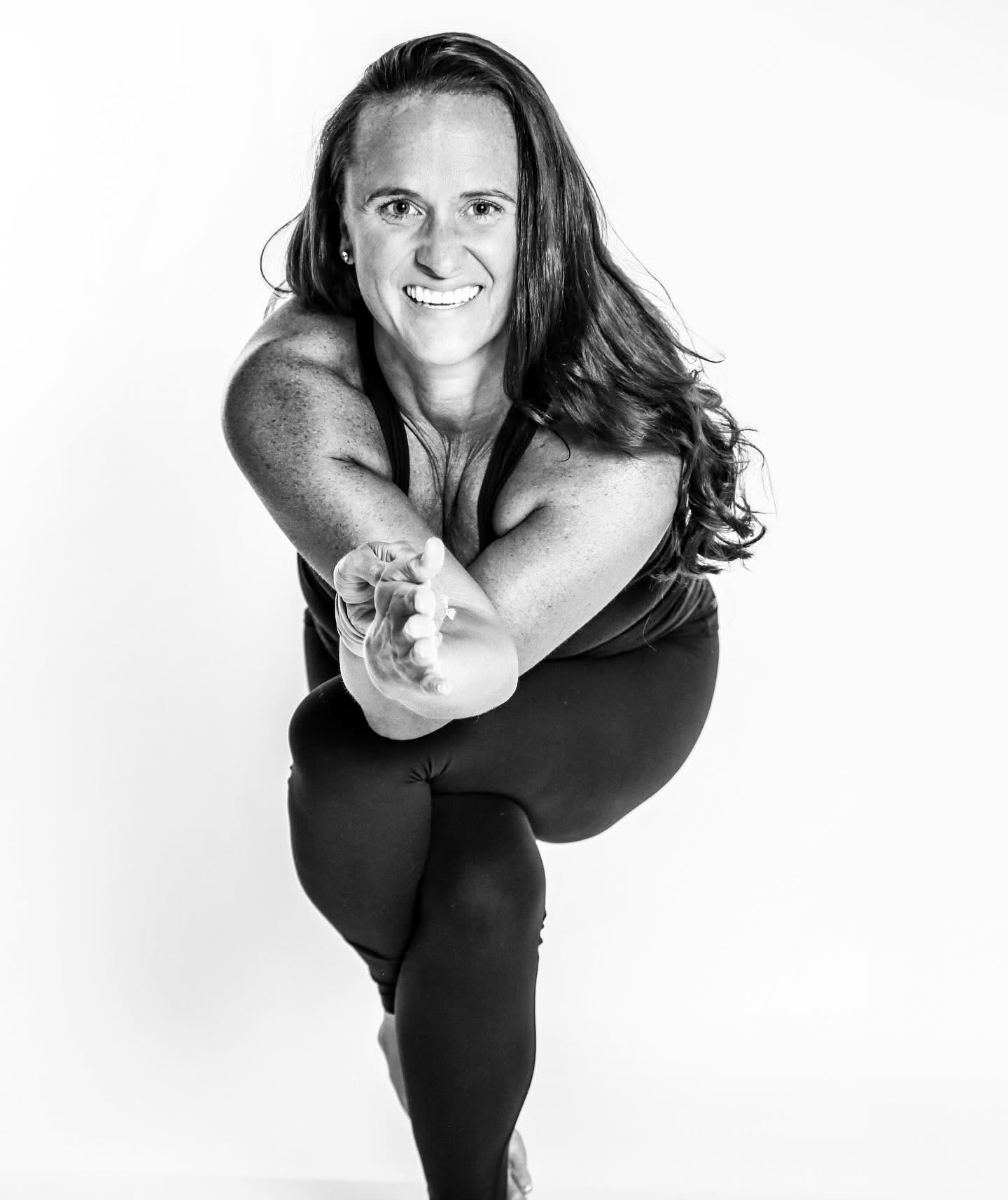 Woman in a stretching yoga pose